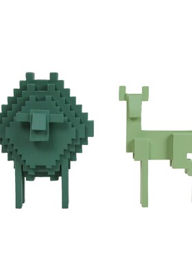 简约现代欧式绿色几何绵羊小羊摆件样板房售楼R处儿童房软装饰品