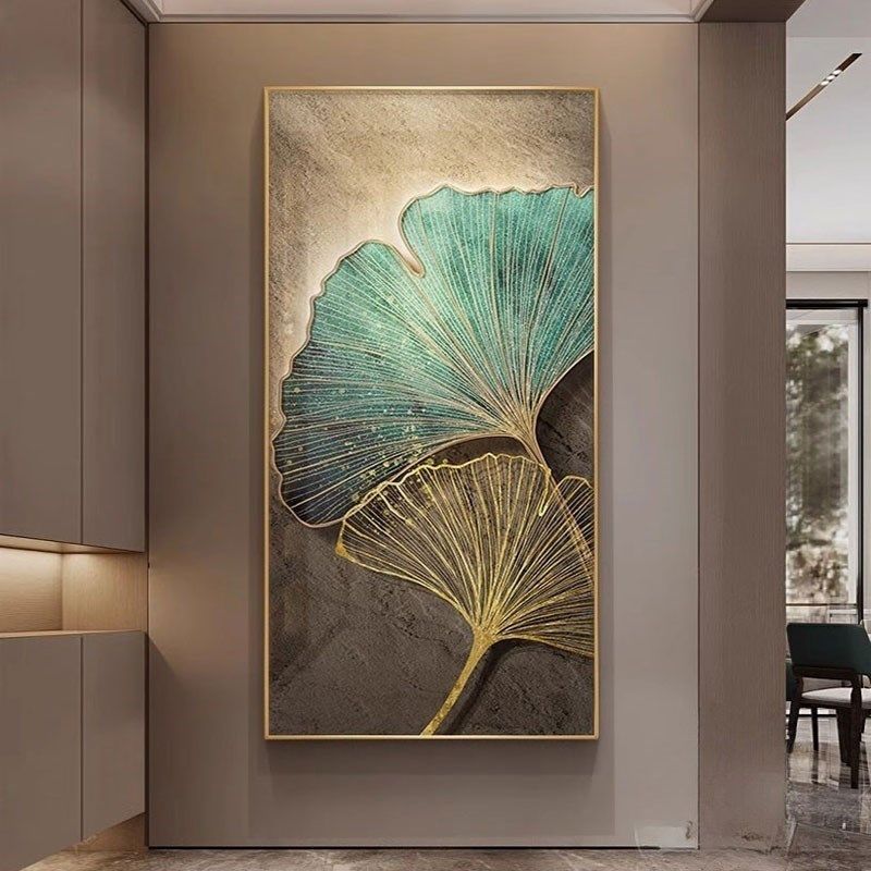 2024新款e玄关现代装饰画银杏叶LED灯入户正对门走廊客厅壁灯挂画,家居饰品,氛围画/灯画,淘宝优惠券,粉丝福利购,淘宝优惠卷