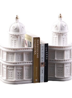 欧式建筑书立家居书房书架书桌A办公室装饰摆件样板间简约书靠书