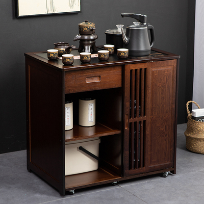 新中式家c用移动茶桌茶台客厅茶z水柜实木办公泡茶几茶柜烧水壶一
