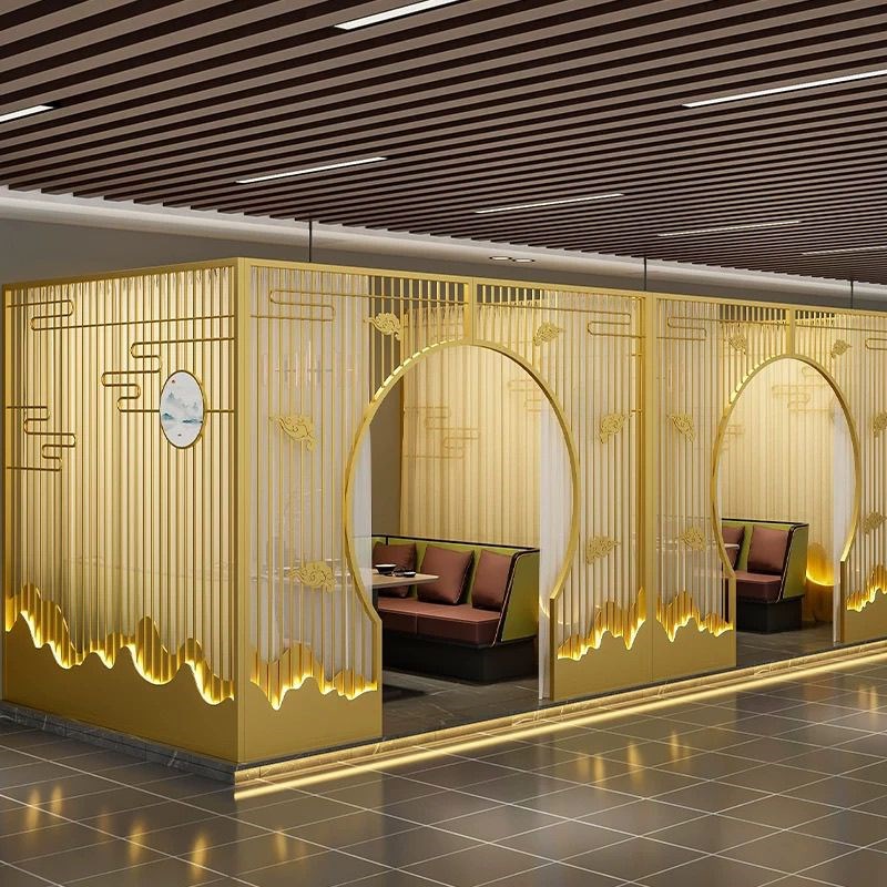 餐厅隔断铁e艺屏风包间拱门围栏茶楼火锅烧烤新中式包厢月亮门定