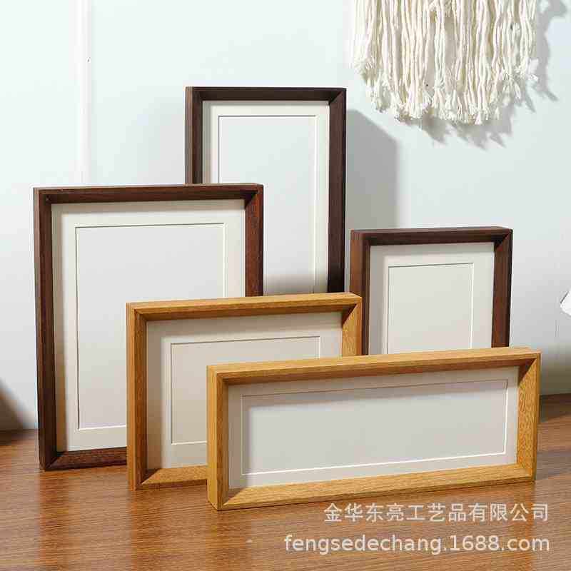 实木榫卯黑胡桃斜边相框摆台6 7 8 10寸情侣相框画框挂墙厂家