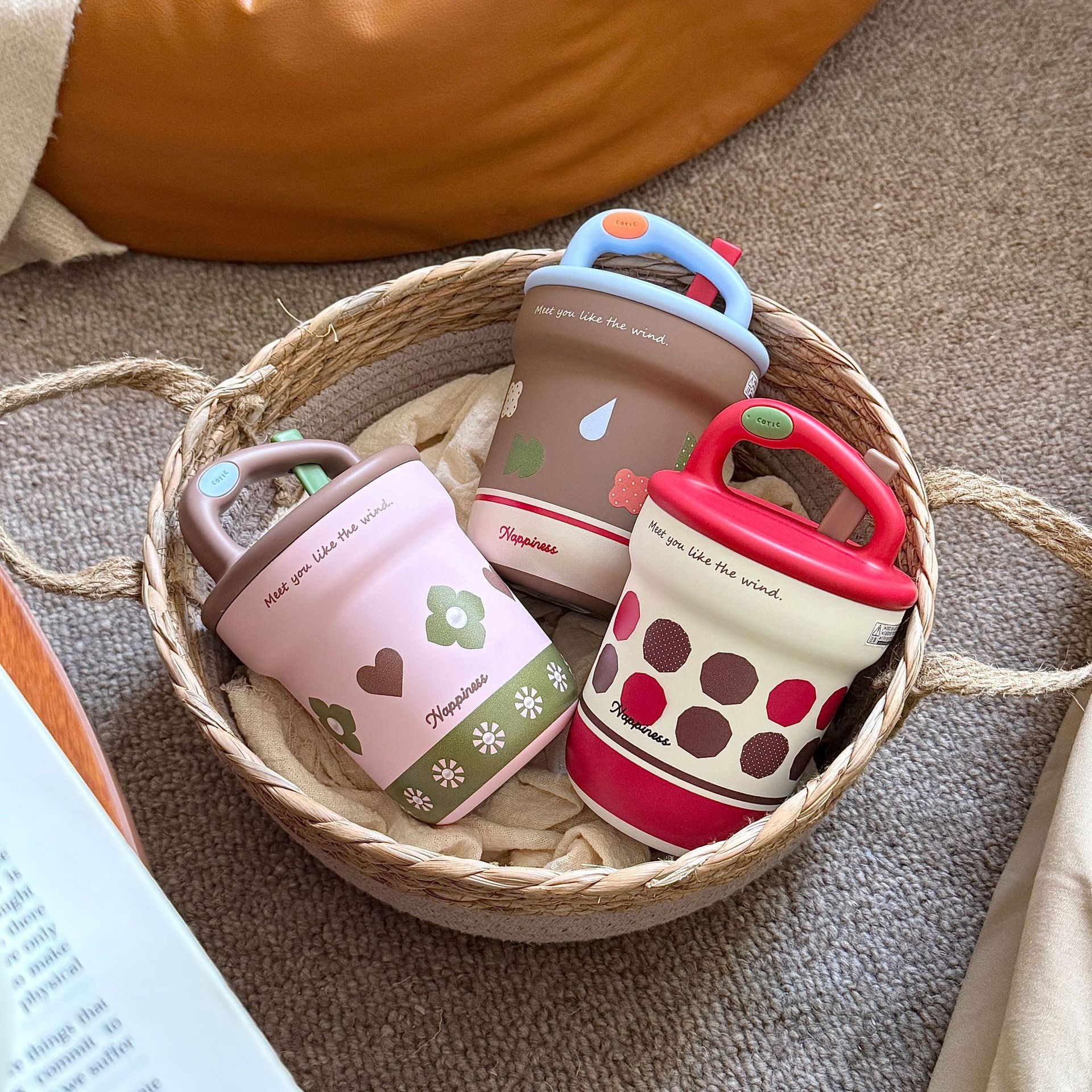 日本品质创意简约圆点早餐杯316不锈钢保温杯女生高颜值迷你便携