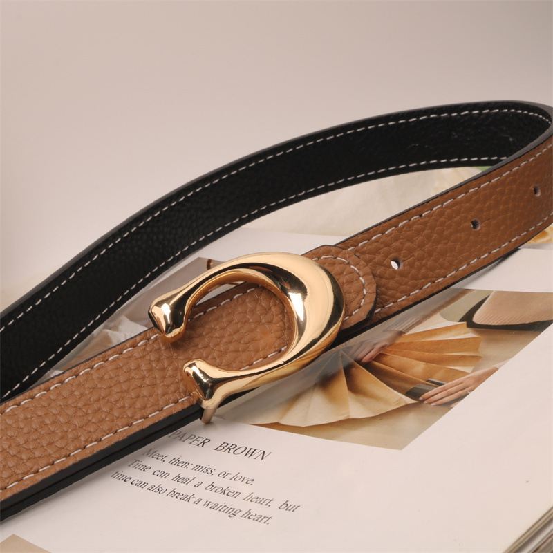 日本品质皮带女士百搭牛仔裤潮装饰牛皮双面腰带真皮韩版简约裤带
