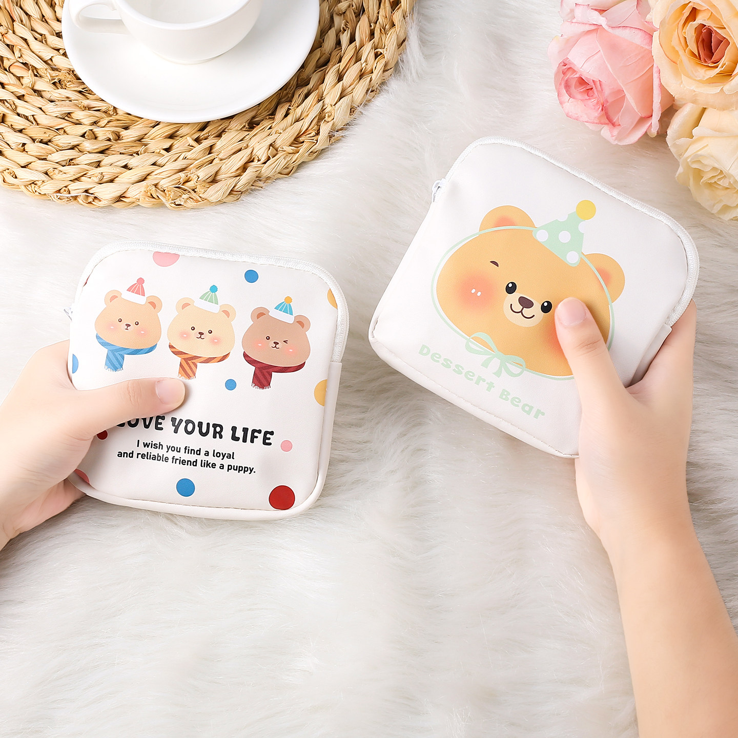 可爱小清新姨妈巾卫生巾收纳包大容量随身便携少女学生防水月事包