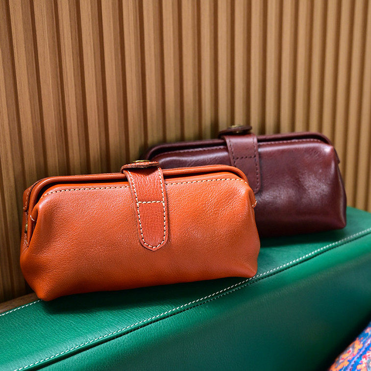 文艺复古头层软皮口金包收纳包古玩手串收纳包口红钥匙手包化妆包