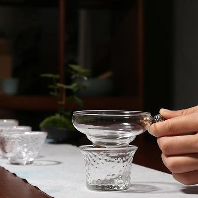 锤纹玻璃茶漏茶滤网 不锈钢过滤茶隔日式中式功夫茶具零配件