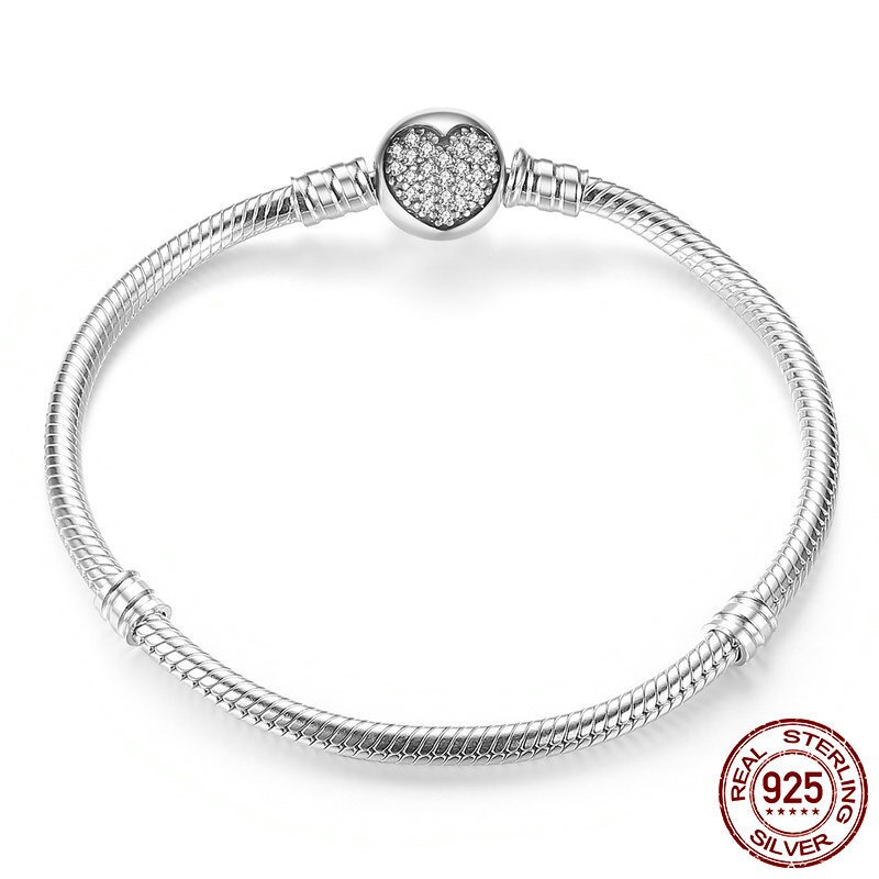 diy纯银链条圆蛇骨手镯charm s925通体纯银基础链手链