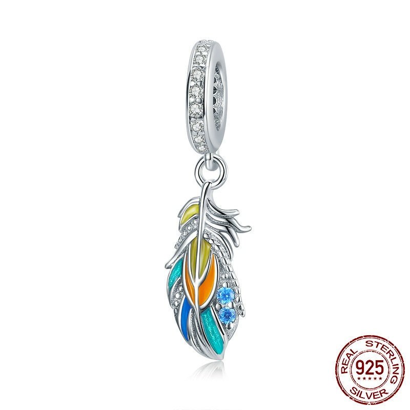 s925纯银缤纷羽毛吊坠 异域风情滴油diy手链串珠,饰品/流行首饰/时尚饰品新,银饰吊坠,淘宝优惠券,粉丝福利购,淘宝优惠卷