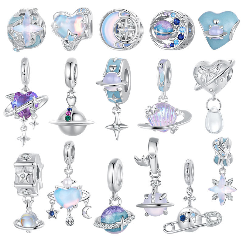 梦幻星空系列串珠diy手链吊坠s925纯银饰品