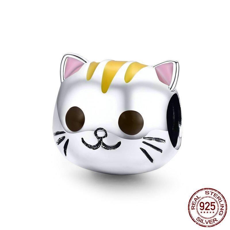 可爱萌猫925纯银散珠韩版时尚串珠手链DIY饰品配件
