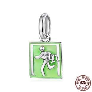 抱猫咪逃生趣味标志吊牌萌宠夜光吊坠s925纯银diy散珠饰品