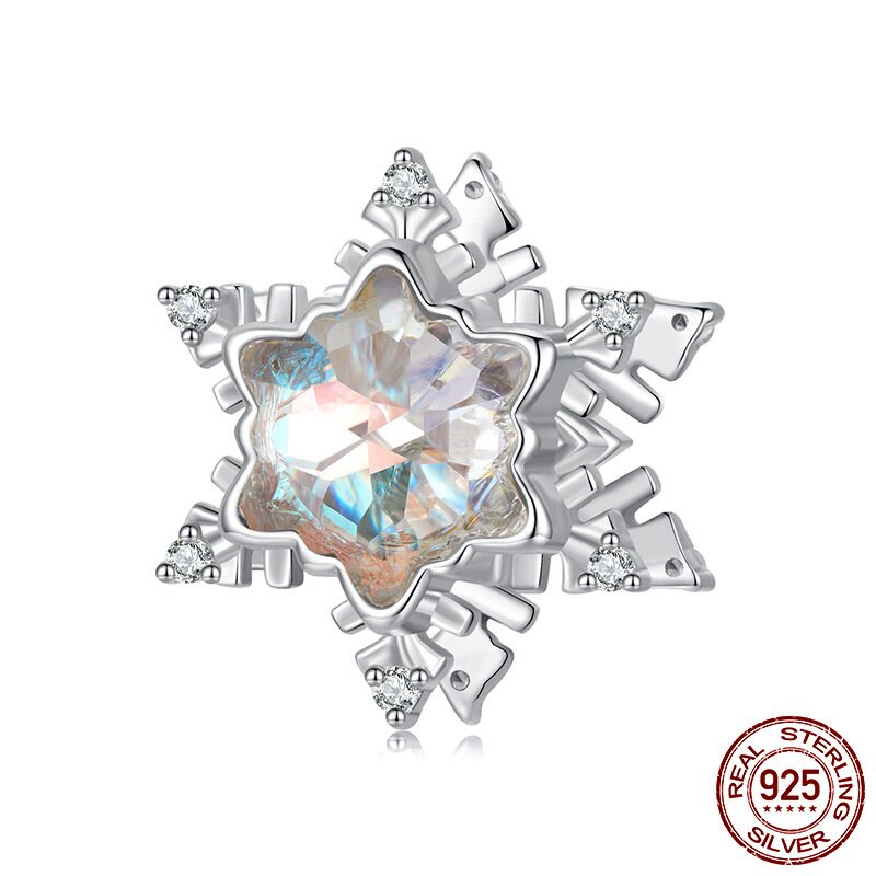 冰花串珠s925纯银雪花珠子