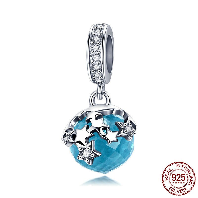 蓝色星光吊坠s925银 时尚百搭diy首饰星星吊坠配件