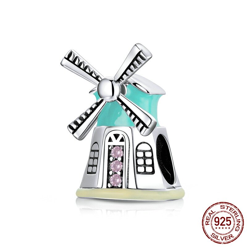 纯银S925荷兰风手链车串珠 diy滴油风景珠子饰品