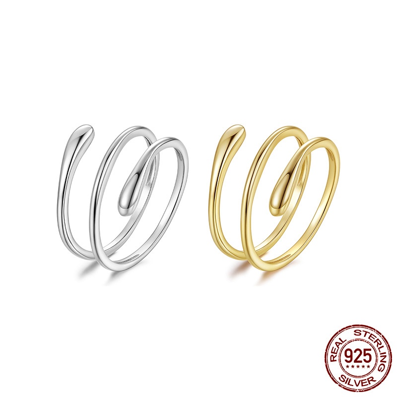 水滴缠绕可调节s925纯银简约