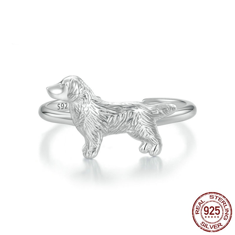 s925纯银可爱小金毛戒指