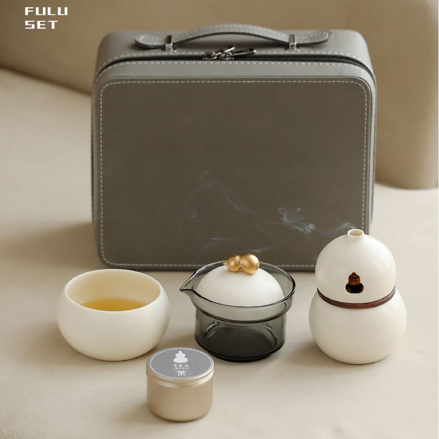 葫芦陶瓷快客杯旅行茶具套装