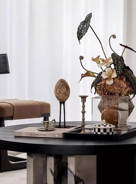 客厅茶几装饰摆件花样板间营销中心洽谈桌装饰品中古风软装设计