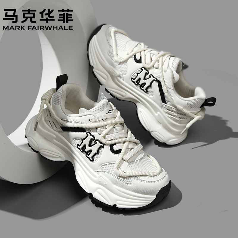 马克华菲2025夏季新款老爹鞋男鞋网面透气百搭厚底增高休闲运动鞋