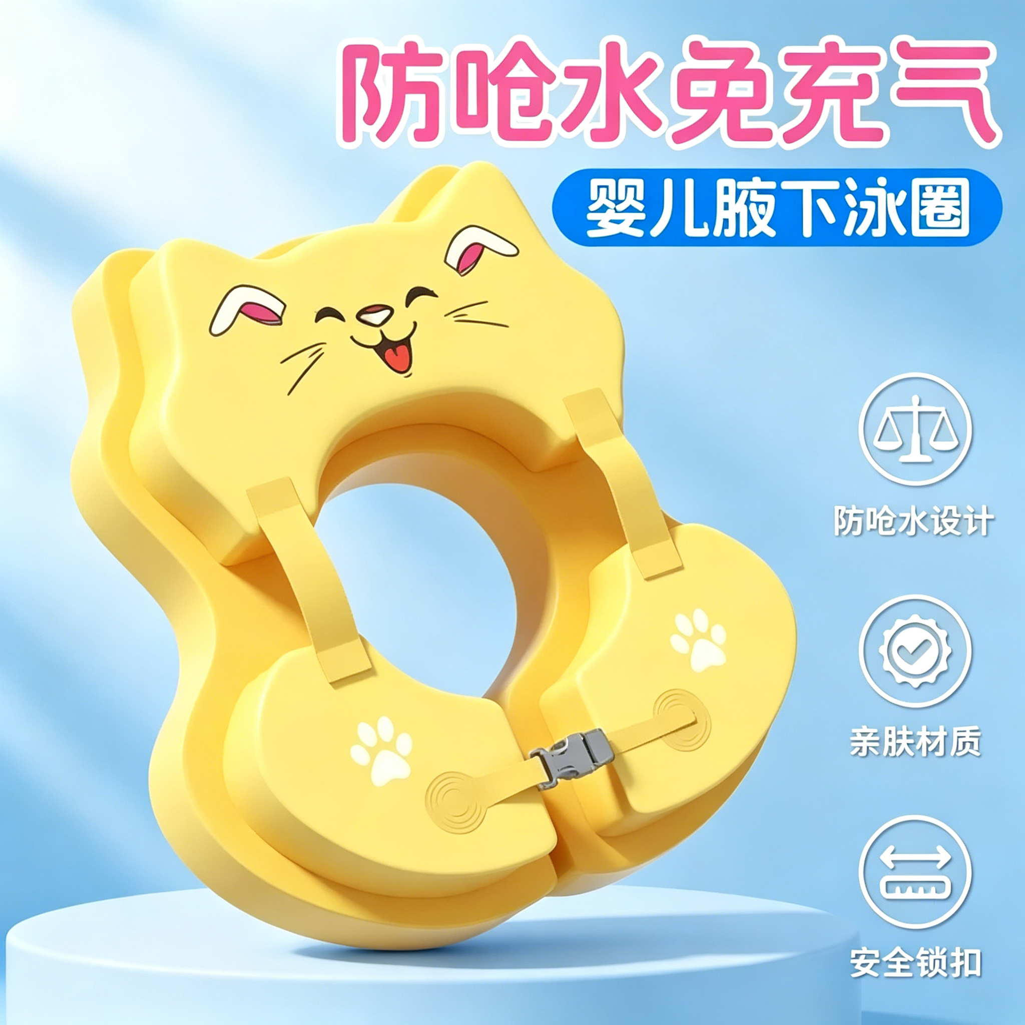 免充气婴儿游泳圈儿童腋下圈双层