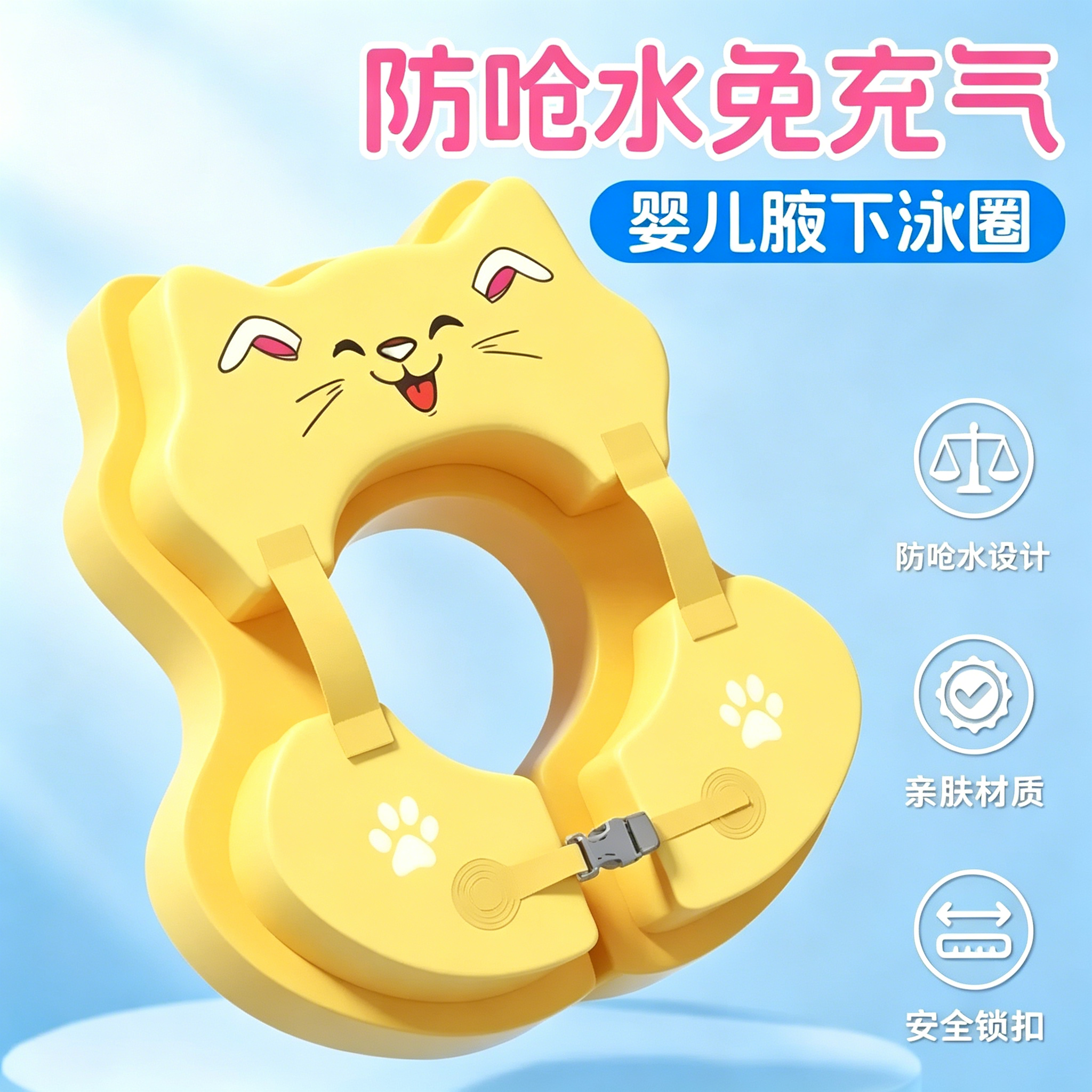 婴儿游泳圈免充气新生儿小月龄v