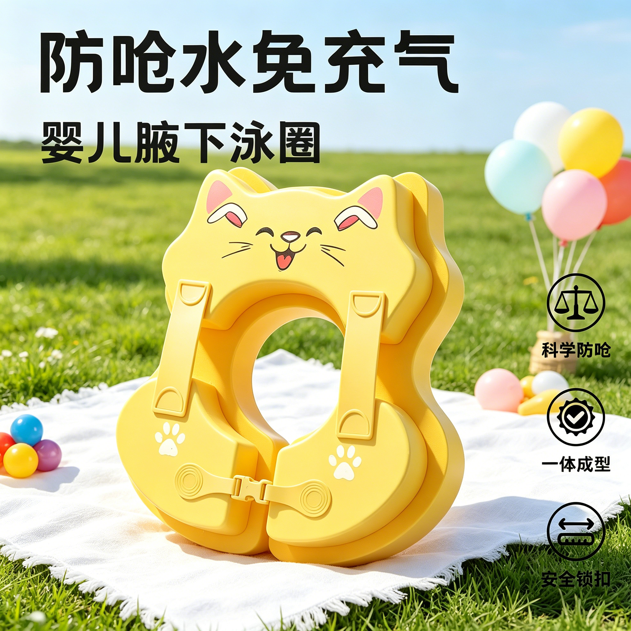 婴儿游泳圈免充气新生儿小月龄v