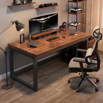 w!实木电脑桌电脑书桌台式简约双人加厚新款卧室桌子办公桌简易耐