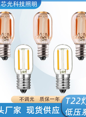 T22迷你小灯LED灯泡直流交流ACDC12-24V伏低电压E14暖光装饰光源