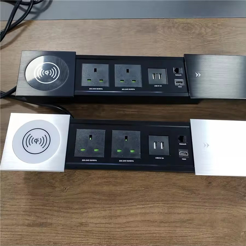 无线充滑盖桌面插座2USB网络插孔