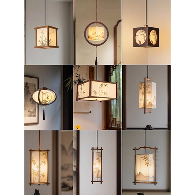 宋代美学小吊灯实木覆古茶楼餐厅吧台过道玄关书房床头新中式吊灯
