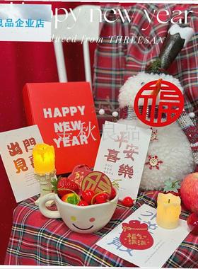 诞新年桌布红色格子20q25新款氛围感装饰餐桌茶几圆桌方桌背景布.