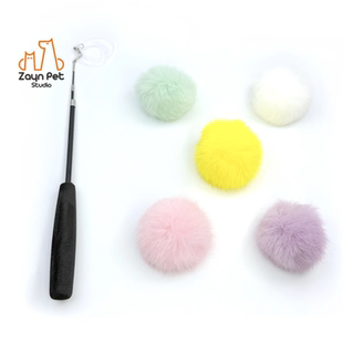 Zayn咱吖丨兔毛小球 真毛软糯可咬逗猫替换头带铃铛猫猫丰荣玩具