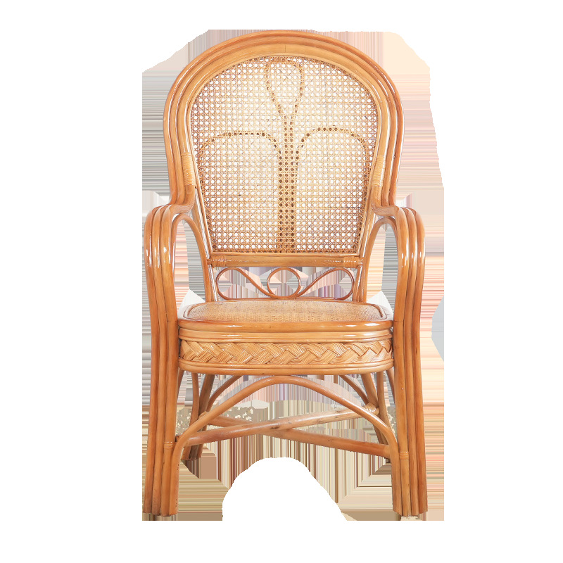 极速旋转真藤编织椅子p老人靠背座椅单人藤椅办公茶椅阳台休闲凉