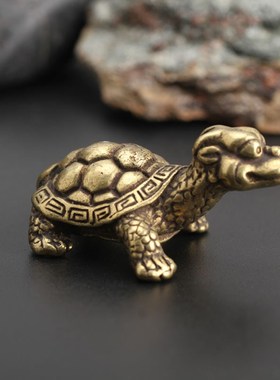 极速古玩风水铜器长n寿龟摆件古法铸造传世老包浆福寿龟纯铜把玩