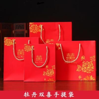 新品婚宴结婚回礼手提袋大红色纸袋E小清新糖盒满月创意手提式礼