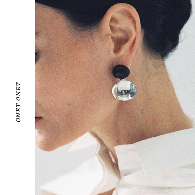 复古高级感黑檀木吊坠耳钉女