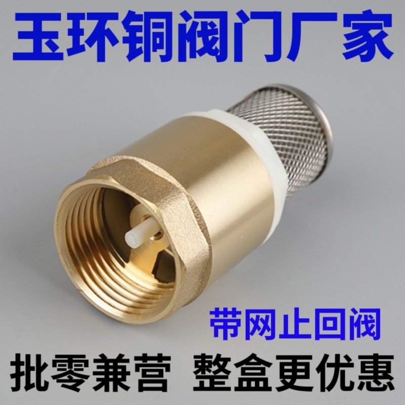带网铜芯止回阀6分内螺纹井底阀吸泵进水过滤防倒流4分弹簧逆止阀图片