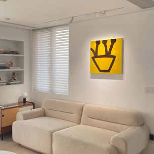 奶油风挂画艺术高级感多巴胺大白墙面装饰画总闸开关电盒子遮挡黄