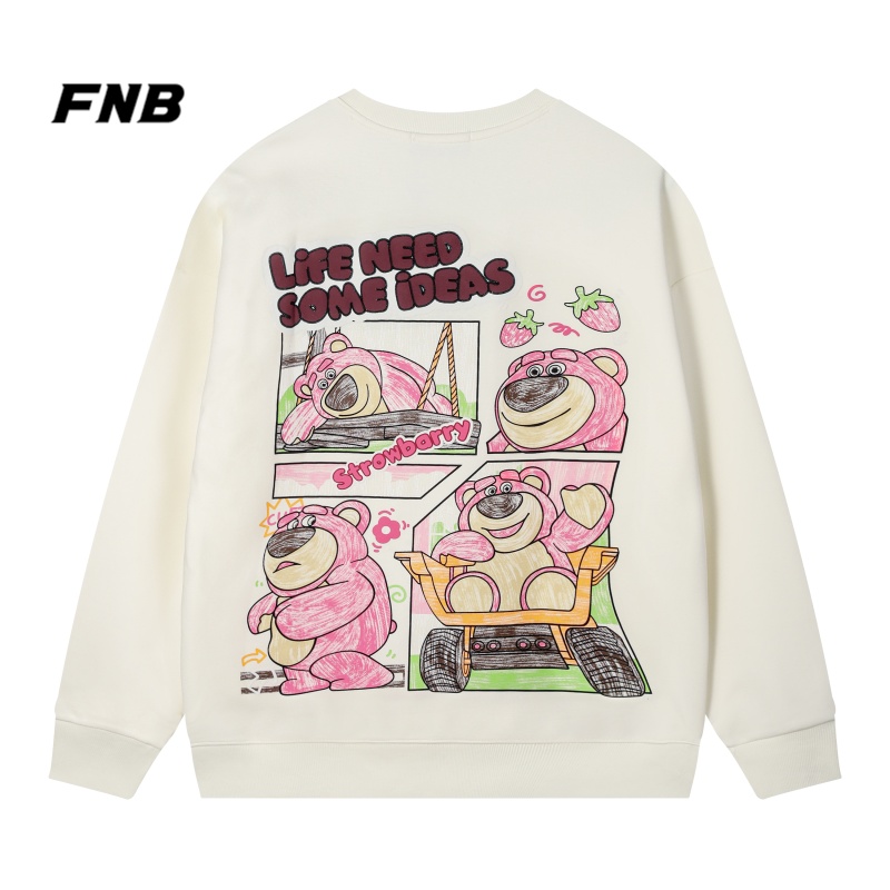 FNB潮牌秋冬男装草莓熊印花无帽刺绣卫衣宽松潮流长袖女情侣卫衣