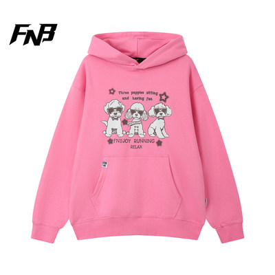 FNB美式高街潮牌连帽卫衣秋季男女卡通印花宽松帽衫潮流情侣上衣