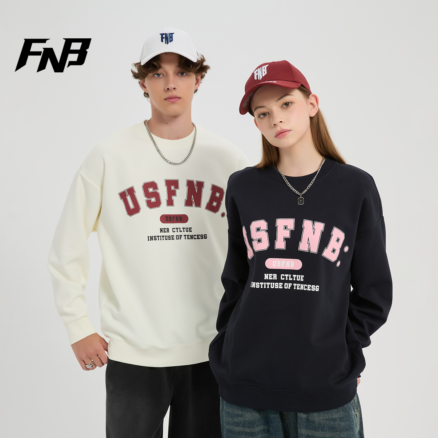 FNB潮牌卫衣男女同款2025秋冬季新款宽松字母印花百搭长袖上衣