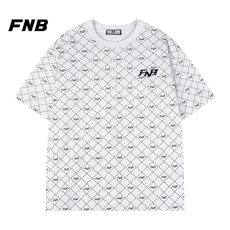 FNB旗舰店美式潮流满印短袖T恤男夏季新款重磅刺绣休闲上衣情侣装