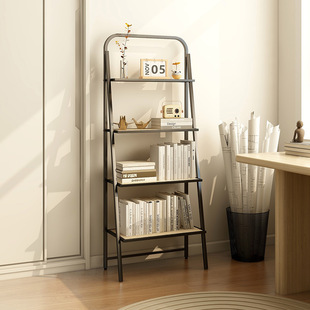 书架落地置物架奶油风客厅铁艺靠墙杂志架儿童书房转角一体展示柜