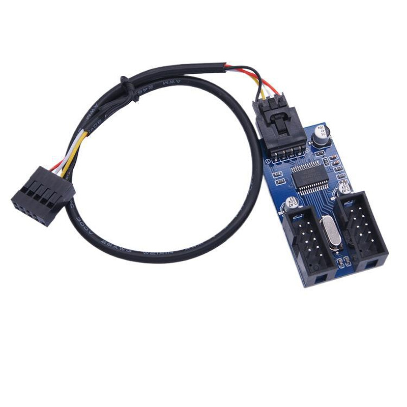 主板9针USB头倍增器1转2口4口公座 9PIN母1拖4电脑分线器转接卡线