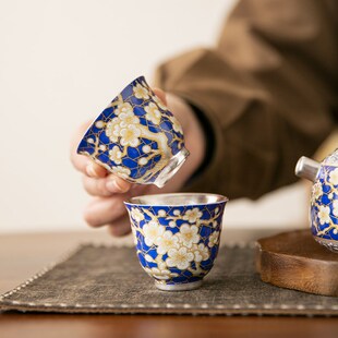 鎏银冰梅一壶两杯茶具套装家用创意中式高档陶瓷功W夫茶具礼盒装