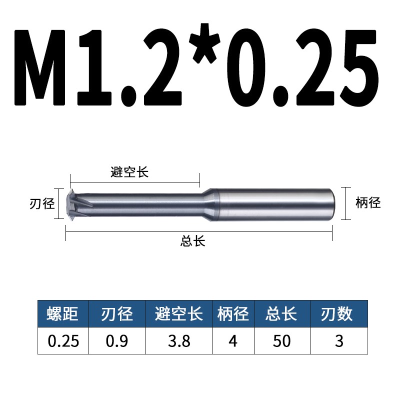 65度单牙螺纹铣刀钨m钢合金立铣刀铣牙刀单齿涂层m2m3m4m6数控刀