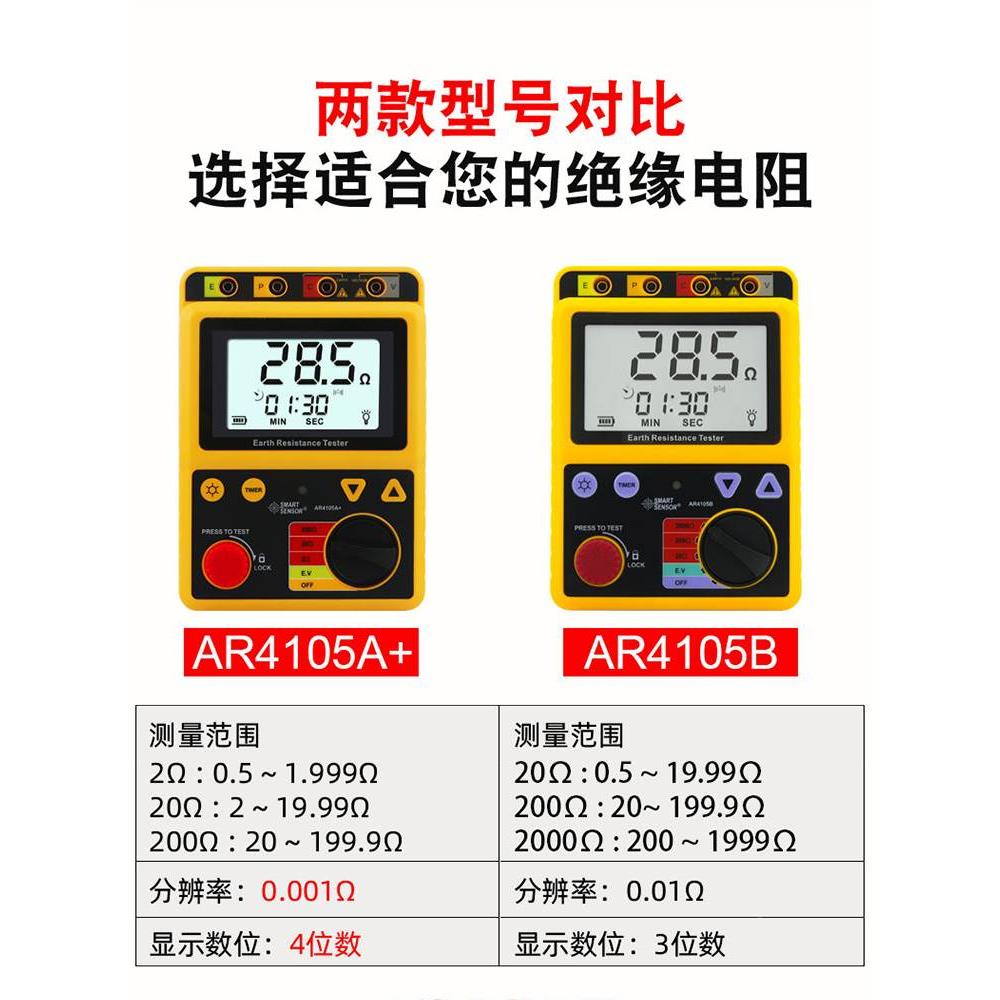 希玛AR4105A数字接地电阻测试仪兆欧表防雷测试仪绝缘电阻测量仪*