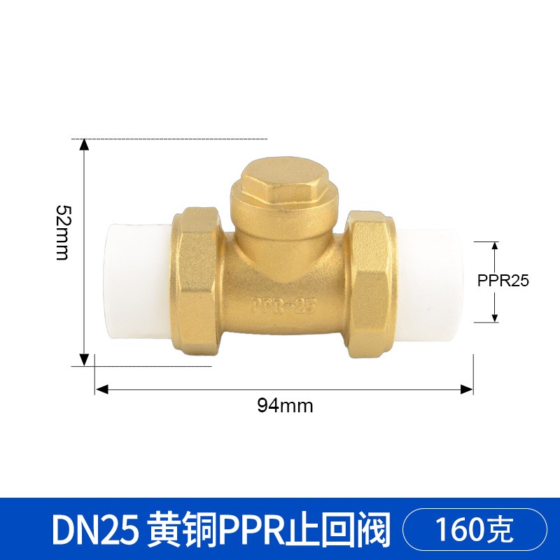 卧式ppr止回阀热熔双活接铜单向阀4分6分1寸20 25 32立式水管配件