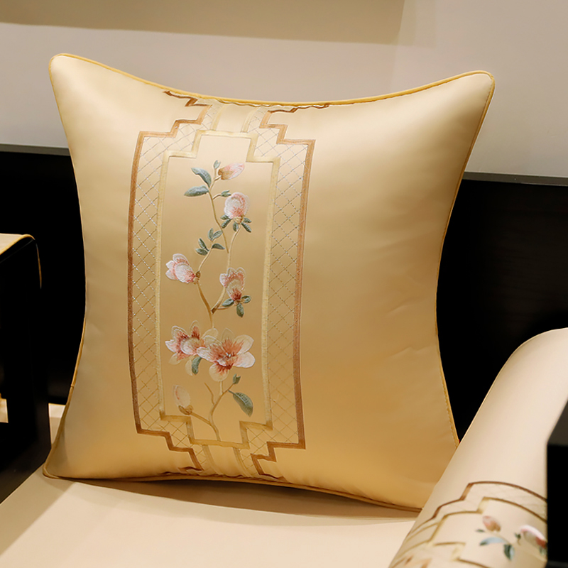 极速中式抱枕红木沙发靠背垫中国风E客厅靠枕腰枕床头绣花软包靠